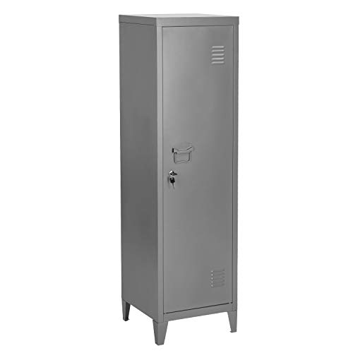 FurnitureR Aktenschrank im Industriestil mit Schlüssel, abschließbarer Schrank, Büromöbel, 38,2 x 38,2 x 137,3 cm, Grau von FurnitureR