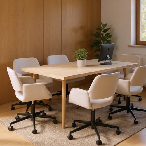 FurnitureR Beige Visitor & Conference Chair, Modern Design with Chenille Upholstery, Comfortable and Versatile Seating for Office and Home, Adjustable and Mobile with Sturdy Metal Frame von FurnitureR
