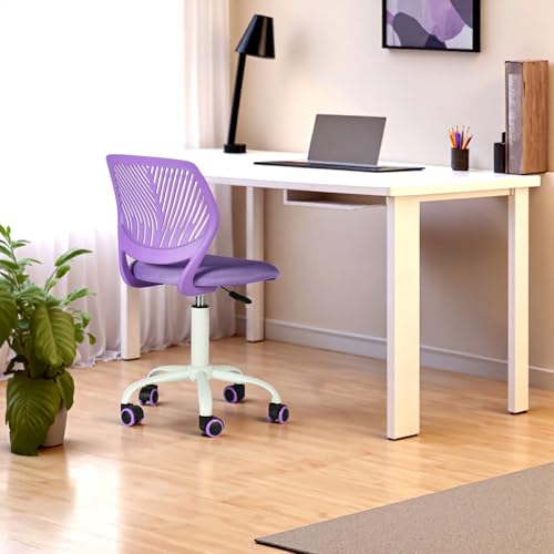 FurnitureR Bürohocker Höhenverstellbar Drehstuhl 360 Grad Drehung Stoffbezug SGS Gaslift 130kg Traglast PU Rollen Weiß von FurnitureR