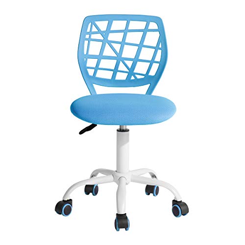 FurnitureR Bürostuhl Schreibtischstuhl Höhenverstellbar Stoffsitz Ergonomischer Arbeitsstuhl ohne Armlehne Blau von FurnitureR