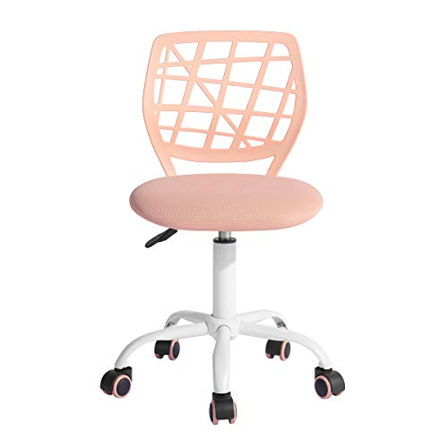 FurnitureR Bürostuhl Schreibtischstuhl Höhenverstellbar Stoffsitz Ergonomischer Arbeitsstuhl ohne Armlehne Hellrosa von FurnitureR