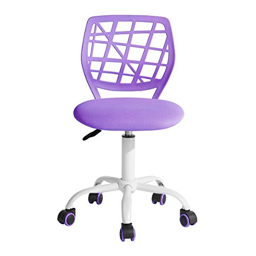FurnitureR Bürostuhl Schreibtischstuhl Höhenverstellbar Stoffsitz Ergonomischer Arbeitsstuhl ohne Armlehne Lila von FurnitureR
