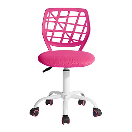 FurnitureR Bürostuhl Schreibtischstuhl Höhenverstellbar Stoffsitz Ergonomischer Arbeitsstuhl ohne Armlehne Rosa von FurnitureR