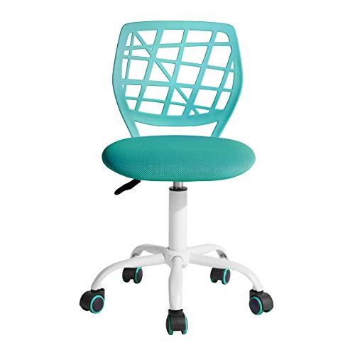 FurnitureR Bürostuhl Schreibtischstuhl Höhenverstellbar Stoffsitz Ergonomischer Arbeitsstuhl ohne Armlehne Türkis von FurnitureR