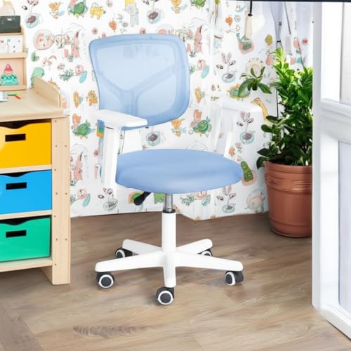 FurnitureR Bürostuhl für Kinder, Computerstuhl für Jugendliche/Jugendliche, mit atmungsaktivem Mesh, drehbar, höhenverstellbar, mit Armlehnen, Rosa, 50 x 53 x 87 cm von FurnitureR
