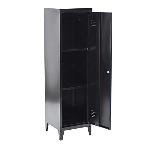 FurnitureR Aktenschrank im Industriestil mit Schlüssel, abschließbarer Schrank, Büromöbel, 38,2 x 38,2 x 37,3 cm, Schwarz von FurnitureR