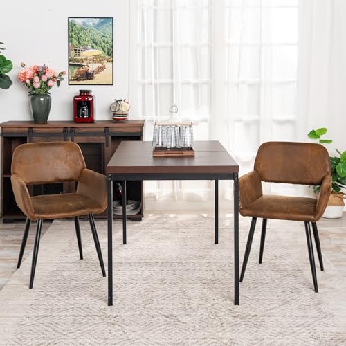 FurnitureR Cafeteriatische in Braun, Schulkantinentisch für 4 bis 6 Personen, Dicke Holzplatte mit Metallstruktur, für Mahlzeiten und Meetings, 120 x 70 x 75 cm von FurnitureR