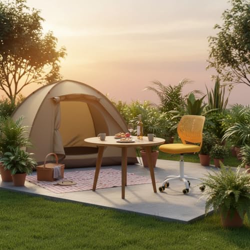 FurnitureR Campingstuhl ergonomisch, höhenverstellbarer Drehstuhl, Netzrückenlehne, 38x40cm Sitz, 32cm Rückenlehne, Metallfuß, 130kg Tragkraft, Ochrgelb FurnitureR Campingstuhl ergonomisch, höhenverstellbarer Drehstuhl, Netzrückenlehne, 38x40cm Sitz, 32cm Rückenlehne, Metallfuß, 130kg Tragkraft, Ochrgelb von FurnitureR