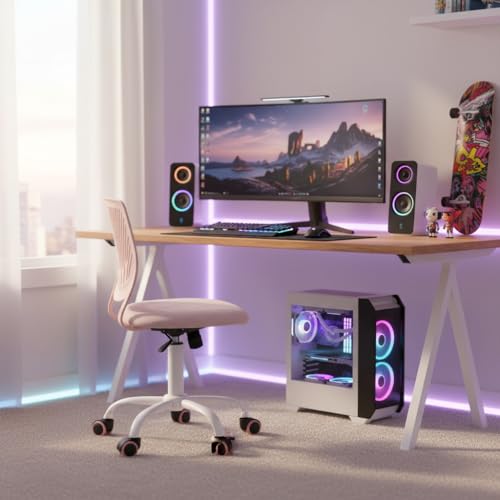 FurnitureR Computer Gaming Stuhl ergonomischer Drehstuhl ohne Armlehnen, höhenverstellbar, Netzrückenlehne, Sitz 38x40cm, 32cm Rückenlehne, 130kg Tragkraft, Morandi Rosa FurnitureR Computer Gaming Stuhl ergonomischer Drehstuhl ohne Armlehnen, höhenverstellbar, Netzrückenlehne, Sitz 38x40cm, 32cm Rückenlehne, 130kg Tragkraft, Morandi Rosa von FurnitureR