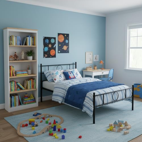 FurnitureR Einzelbett, Metallrahmen, Metallbett für Jugendliche/Erwachsene, industrielles Eisenbett, geeignet für Schlafzimmer, Studentenwohnheim und andere Verschiedene Szenen, mit kreisförmiger FurnitureR Einzelbett, Metallrahmen, Metallbett für Jugendliche/Erwachsene, industrielles Eisenbett, geeignet für Schlafzimmer, Studentenwohnheim und andere Verschiedene Szenen, mit kreisförmiger von FurnitureR