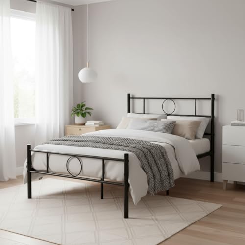FurnitureR Einzelbett Metall 90×200 cm, stabiles Plattformbett mit Lattenrost, klassisches Gestell mit Kopf- & Fußteil, für Schlafzimmer, Gästezimmer & Jugendzimmer, bis 150 kg belastbar,Schwarz C FurnitureR Einzelbett Metall 90×200 cm, stabiles Plattformbett mit Lattenrost, klassisches Gestell mit Kopf- & Fußteil, für Schlafzimmer, Gästezimmer & Jugendzimmer, bis 150 kg belastbar,Schwarz C von FurnitureR