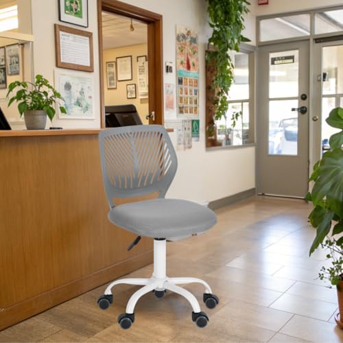 FurnitureR Empfangsstühle für Büro, Kleiner Empfangsstuhl, höhenverstellbar, Räder 361 °, ergonomische Rückenlehne, Sitz aus atmungsaktivem Stoff, Candy Grau von FurnitureR