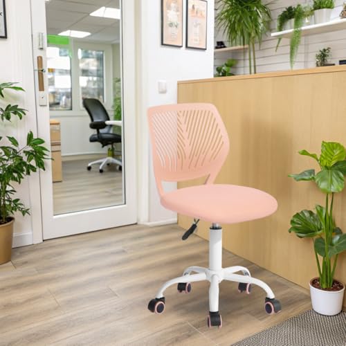 FurnitureR Empfangsstühle für Büro, Kleiner Empfangsstuhl, höhenverstellbar, Räder 361 °, ergonomische Rückenlehne, Sitz aus atmungsaktivem Stoff, Candy Rosa von FurnitureR