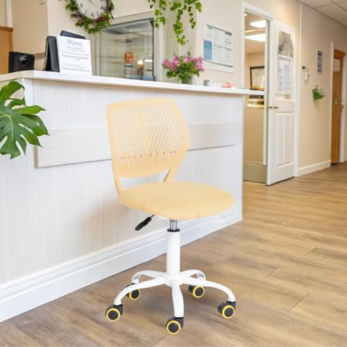 FurnitureR Empfangsstühle für Büro, Kleiner Empfangsstuhl, höhenverstellbar, Räder 361 °, ergonomische Rückenlehne, Sitz aus atmungsaktivem Stoff, Morandi Gelb FurnitureR Empfangsstühle für Büro, Kleiner Empfangsstuhl, höhenverstellbar, Räder 361 °, ergonomische Rückenlehne, Sitz aus atmungsaktivem Stoff, Morandi Gelb von FurnitureR