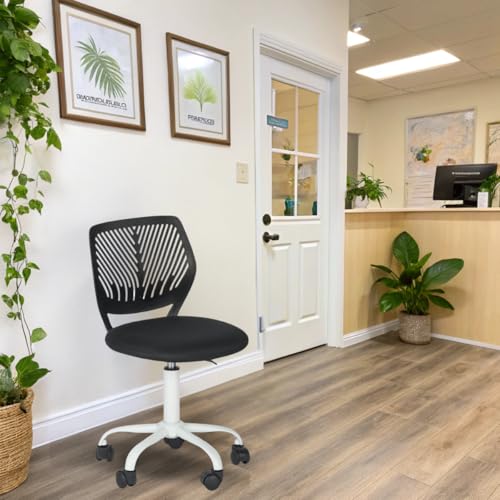 FurnitureR Empfangsstühle für Büro, kleine Empfangsstühle, höhenverstellbar, Räder 360° wählbar, ergonomische Rückenlehne, Sitz aus atmungsaktivem Stoff, Schwarz von FurnitureR