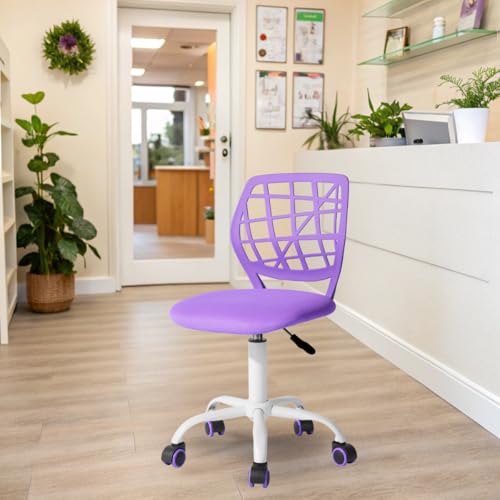 FurnitureR Empfangsstühle für Büro, kleine Empfangsstühle, höhenverstellbar, Räder 360° wählbar, ergonomische Rückenlehne, Sitz aus atmungsaktivem Stoff, Violett FurnitureR Empfangsstühle für Büro, kleine Empfangsstühle, höhenverstellbar, Räder 360° wählbar, ergonomische Rückenlehne, Sitz aus atmungsaktivem Stoff, Violett von FurnitureR