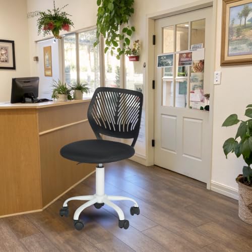 FurnitureR Empfangsstühle für Büro, kleine Empfangsstühle, höhenverstellbar, Räder 361° wählbar, ergonomische Rückenlehne, Sitz aus atmungsaktivem Stoff, Candy Schwarz von FurnitureR