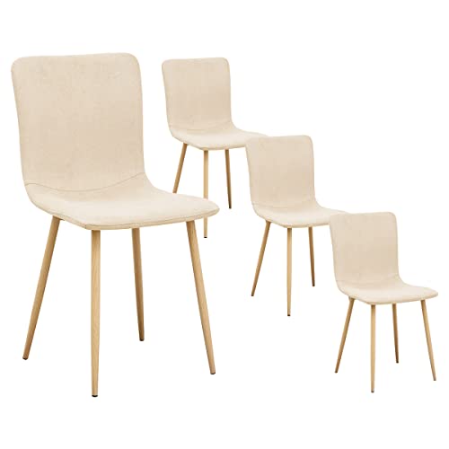 FurnitureR Esszimmerstühle Set von 4 Beige Stoff skandinavische Küchenstühle für Esszimmer, Beige von FurnitureR