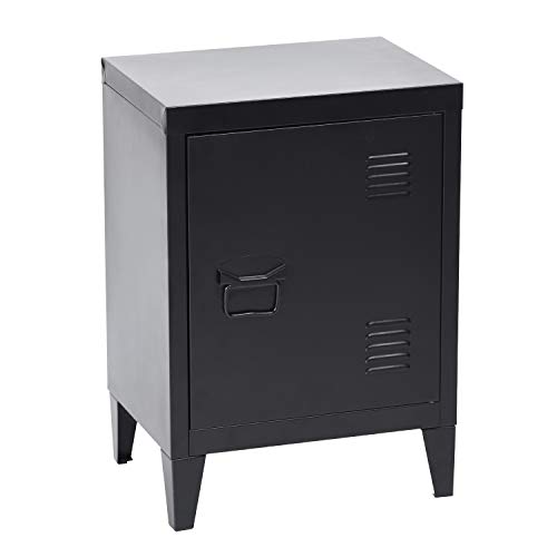 FurnitureR Französisch Vintage Schrank mit Metallgestell, Sofastisch, Mini Bücherregal, Nachttisch, 40.5 x 30.5 x 57.5 cm, Schwarz, Metall, 57 x 40 x 30 cm von FurnitureR