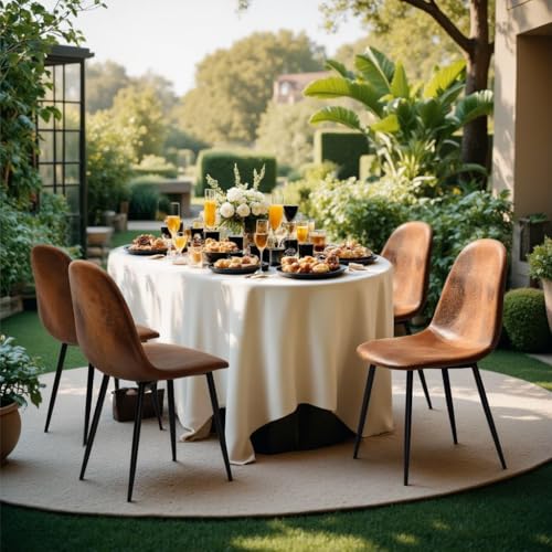 FurnitureR Gartenstuhl Set 4er - Braunes Veloursimitat, Metallkreuzgestell, Wetterfester Sessel für Terrasse & Balkon von FurnitureR