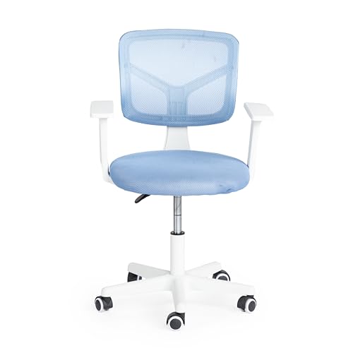 FurnitureR Home Schreibtisch, Computertisch für Jugendliche/Jugendliche, mit atmungsaktivem Netz, drehbar, höhenverstellbar, mit Armlehnen, Blau, Metall, 50 x 53 x 87 cm von FurnitureR