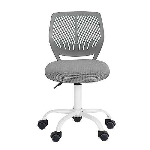 FurnitureR Home Office Chair, Ergonomischer, Höhenverstellbarer, Drehbarer, Rollender Computerstuhl für das Schreiben zu Hause, Grey, ‎Plastic, 38CM x39CM x75-85CM von FurnitureR