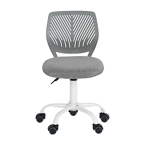 FurnitureR Schreibtischstuhl, Studiendrehstuhl ohne Armlehnen, höhenverstellbarer Bürostuhl, Arbeitsstuhl für Home Office, Schlafzimmer, Arbeitszimmer, Grau von FurnitureR