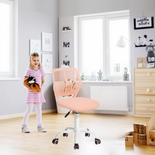FurnitureR Kinder Schreibtischstuhl, Verstellbarer Höhendrehstuhl mit kleinem Loch Rückenlehne Design, geeignet für Kinderzimmer oder Arbeitszimmer, Rose FurnitureR Kinder Schreibtischstuhl, Verstellbarer Höhendrehstuhl mit kleinem Loch Rückenlehne Design, geeignet für Kinderzimmer oder Arbeitszimmer, Rose von FurnitureR