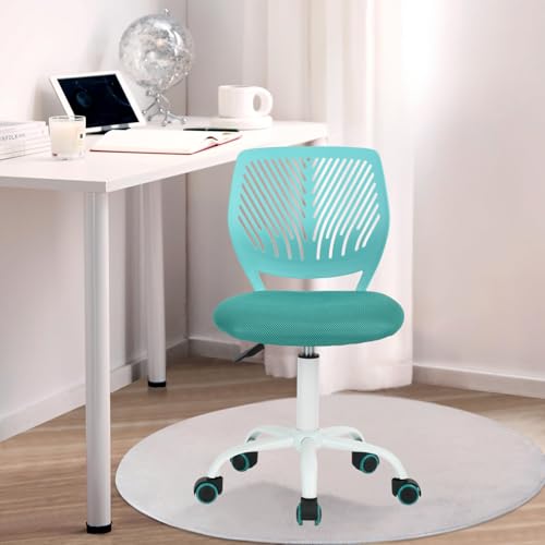 FurnitureR Kinder Schreibtischstuhl, Verstellbarer Höhendrehstuhl mit kleinem Loch Rückenlehne Design, passend für Kinderzimmer oder Arbeitszimmer, grün von FurnitureR