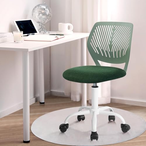 FurnitureR Kinder Schreibtischstuhl, höhenverstellbarer Drehstuhl mit kleinem Loch Rückenlehne Design, geeignet für Kinderzimmer oder Arbeitszimmer, Molandi Dunkelgrün von FurnitureR