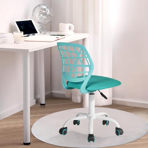 FurnitureR Kinder Schreibtischstuhl, höhenverstellbarer Drehstuhl mit kleinem Loch Rückenlehne Design, geeignet für Kinderzimmer oder Arbeitszimmer, grün I von FurnitureR