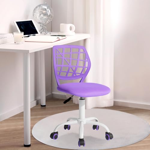 FurnitureR Kinder Schreibtischstuhl, höhenverstellbarer Drehstuhl mit kleinem Loch Rückenlehne Design, geeignet für Kinderzimmer oder Arbeitszimmer, lila I von FurnitureR