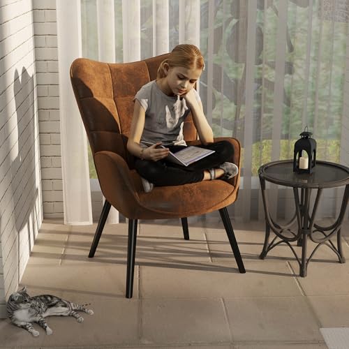 FurnitureR Kindersessel mit Samtvelours Bezug - Kleiner Kuschelsessel für Kinderzimmer mit Metallbeinen und Sicherheitsfüßen (Braun) von FurnitureR