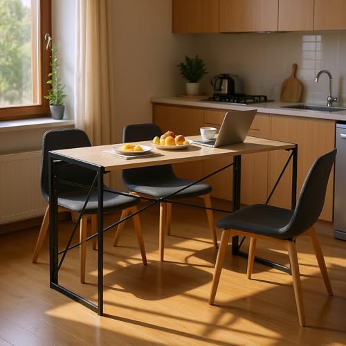 FurnitureR Klappbarer Esstisch, Küche, rechteckig, ideal für Mahlzeiten und Arbeiten in kleinen Räumen, Rahmen aus MDF und Metall, Keine Montage erforderlich, 100 x 50 x 75 cm, Oak FurnitureR Klappbarer Esstisch, Küche, rechteckig, ideal für Mahlzeiten und Arbeiten in kleinen Räumen, Rahmen aus MDF und Metall, Keine Montage erforderlich, 100 x 50 x 75 cm, Oak von FurnitureR