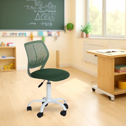 FurnitureR Kompakter Klassenstuhl, ergonomischer Sitz für Schule, Rückenlehne aus atmungsaktivem Netzgewebe, höhenverstellbar, Zeichenzimmerstuhl für Kinder, leicht zu bewegen, 360 °, grün von FurnitureR