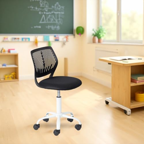 FurnitureR Kompakter Klassenstuhl, ergonomischer Sitz für Schule, Rückenlehne aus atmungsaktivem Netzgewebe, höhenverstellbar, Zeichenzimmerstuhl für Kinder, leicht zu verschieben 360°, Schwarz FurnitureR Kompakter Klassenstuhl, ergonomischer Sitz für Schule, Rückenlehne aus atmungsaktivem Netzgewebe, höhenverstellbar, Zeichenzimmerstuhl für Kinder, leicht zu verschieben 360°, Schwarz von FurnitureR
