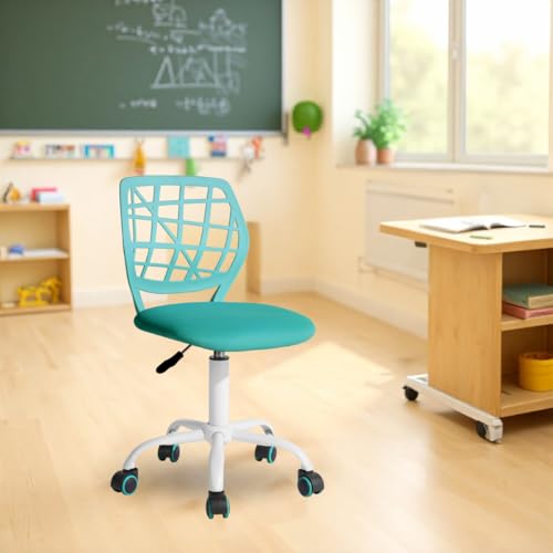 FurnitureR Kompakter Klassenstuhl, ergonomischer Sitz für Schule, Rückenlehne aus atmungsaktivem Netzgewebe, höhenverstellbar, vielseitiger Stuhl für Lehrer, leicht zu bewegen, 360 °, Türkis von FurnitureR