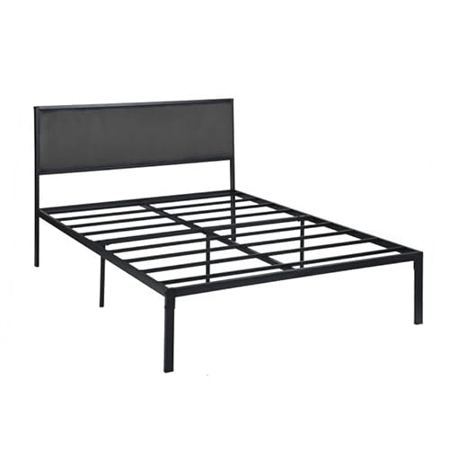 FurnitureR Metall Bettrahmen mit Soft Bag Headboard Schlafzimmer Einfache Montage Doppelbett Schwarz von FurnitureR
