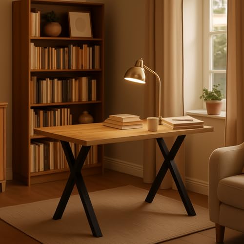 FurnitureR Moderner Schreibtisch, Eichenholz und Metall, Minimalistisches Design, Platzsparende Möbel, Robust & Vielseitig FurnitureR Moderner Schreibtisch, Eichenholz und Metall, Minimalistisches Design, Platzsparende Möbel, Robust & Vielseitig von FurnitureR