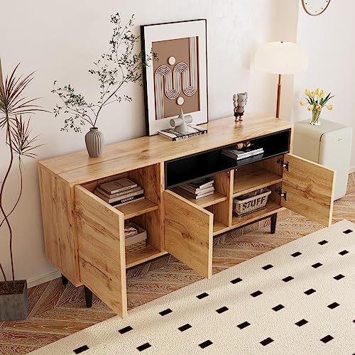 FurnitureR Moderner Sideboard aus Holz mit DREI Türen und Regalen, 160 x 35 x 76 cm, Einfache Montage, platzsparendes Design, robust und zuverlässig FurnitureR Moderner Sideboard aus Holz mit DREI Türen und Regalen, 160 x 35 x 76 cm, Einfache Montage, platzsparendes Design, robust und zuverlässig von FurnitureR