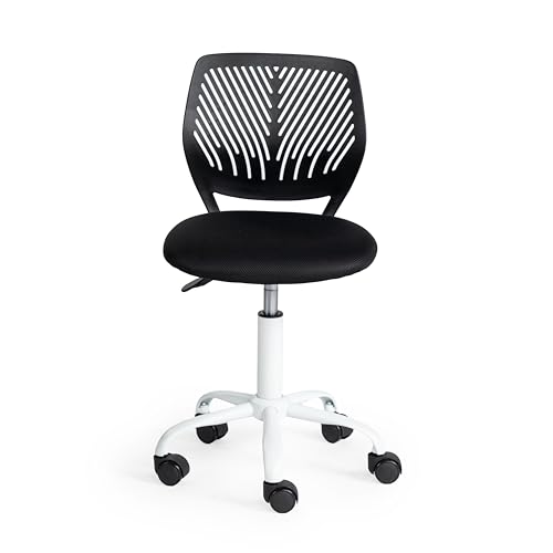 FurnitureR Moderner ergonomischer Bürostuhl, Verstellbarer Computerstuhl, Drehstuhl ohne Armlehnen, für Jugendzimmer und Büros, Candy Schwarz von FurnitureR