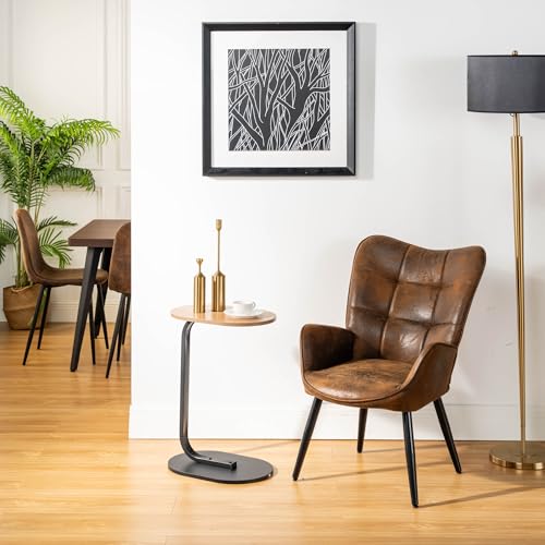 FurnitureR Relaxsessel mit Samtvelours - Komfortabler Fernsehsessel mit höhenverstellbaren Füßen und Metallgestell (Braun) von FurnitureR