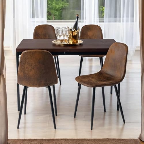 FurnitureR Restauranttische in Braun, eleganter Stil für 4 bis 6 Personen, Dicke Holzplatte mit Metallstruktur, für Cafés, Gebäck, Empfangsräume, 120 x 70 x 75 cm von FurnitureR