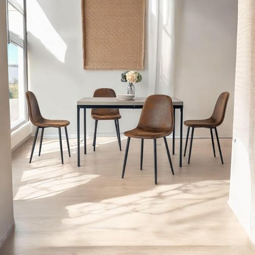 FurnitureR Restauranttische in Grau, eleganter Stil für 4 bis 6 Personen, Dicke Holzplatte mit Metallstruktur, für Cafés, Gebäck, Empfangsräume, 120 x 70 x 75 cm von FurnitureR