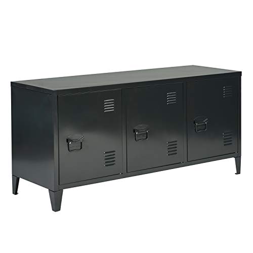 FurnitureR Schrank 50 Zoll, Ständer im Industriestil, mit diagonalen abnehmbaren Beinen, TV-Konsole für Wohnzimmer, Unterhaltungsraum, Schlafzimmer, Schwarz, Metall, 120 x 40 x 58 cm, 120x40x58cm von FurnitureR