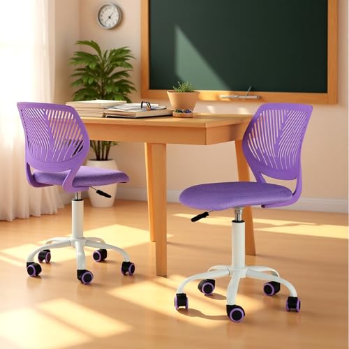 FurnitureR Schreibtischstuhl Schule Hohenverstellbar Drehbar Ohne Armlehnen Stoff Sitz PP Ruecken 130kg SGS Rollen von FurnitureR