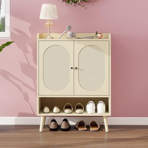 FurnitureR Schuhschrank mit Doppeltüren in Naturholzoptik, Rattangeflecht-Design – mit Ablagefläche und offener Zwischenablage – ideal für Flur, Eingangsbereich oder Korridor.Maße:68 * 35 * 90cm FurnitureR Schuhschrank mit Doppeltüren in Naturholzoptik, Rattangeflecht-Design – mit Ablagefläche und offener Zwischenablage – ideal für Flur, Eingangsbereich oder Korridor.Maße:68 * 35 * 90cm von FurnitureR