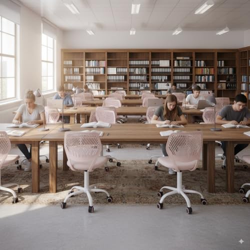 FurnitureR Schulstuhl ergonomischer Drehstuhl ohne Armlehnen, höhenverstellbar, Netzrückenlehne, Sitz 38x40cm, 32cm Rückenlehne, Metallfuß mit Rollen, 130kg Tragkraft, Morandi Rosa FurnitureR Schulstuhl ergonomischer Drehstuhl ohne Armlehnen, höhenverstellbar, Netzrückenlehne, Sitz 38x40cm, 32cm Rückenlehne, Metallfuß mit Rollen, 130kg Tragkraft, Morandi Rosa von FurnitureR