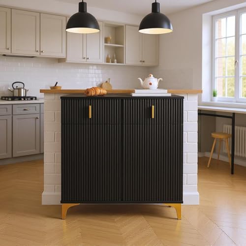 FurnitureR Schwarze Unbewegliche Kücheninsel, Moderne Platzsparer, Robustes Design, Viel Stauraum, Vielseitige Verwendung im Haushalt FurnitureR Schwarze Unbewegliche Kücheninsel, Moderne Platzsparer, Robustes Design, Viel Stauraum, Vielseitige Verwendung im Haushalt von FurnitureR