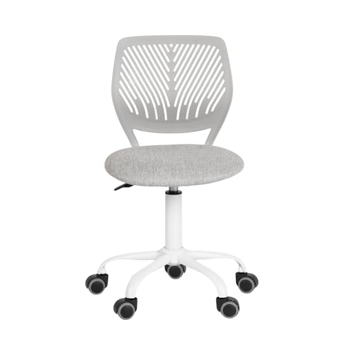 FurnitureR Set von 1 Schreibtisch Stuhl, einstellbare Höhe Task Stuhl, Drehstuhl mit kleinem Loch Rückenlehne Design für Schlafzimmer Arbeitszimmer, Hellgrau von FurnitureR